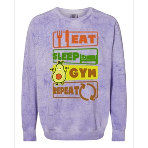 Eat Sleep Gym Repeat Design Vegan Athlete Meaningful Gift Colorblast Crewneck Sweatshirt