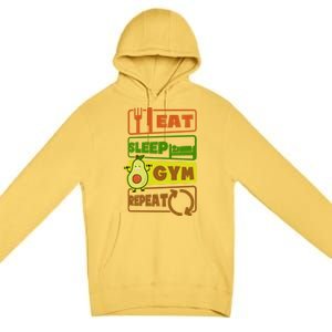 Eat Sleep Gym Repeat Design Vegan Athlete Meaningful Gift Premium Pullover Hoodie