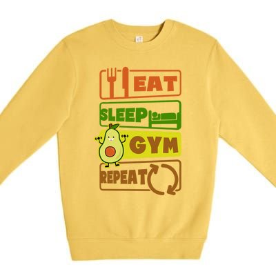 Eat Sleep Gym Repeat Design Vegan Athlete Meaningful Gift Premium Crewneck Sweatshirt