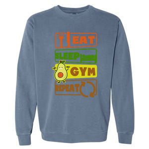 Eat Sleep Gym Repeat Design Vegan Athlete Meaningful Gift Garment-Dyed Sweatshirt