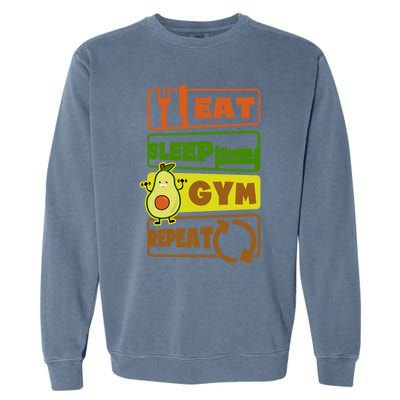 Eat Sleep Gym Repeat Design Vegan Athlete Meaningful Gift Garment-Dyed Sweatshirt