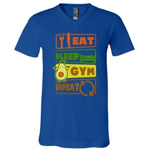 Eat Sleep Gym Repeat Design Vegan Athlete Meaningful Gift V-Neck T-Shirt