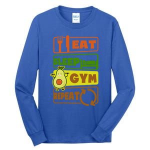 Eat Sleep Gym Repeat Design Vegan Athlete Meaningful Gift Tall Long Sleeve T-Shirt