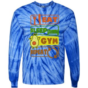 Eat Sleep Gym Repeat Design Vegan Athlete Meaningful Gift Tie-Dye Long Sleeve Shirt