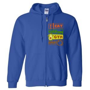 Eat Sleep Gym Repeat Design Vegan Athlete Meaningful Gift Full Zip Hoodie