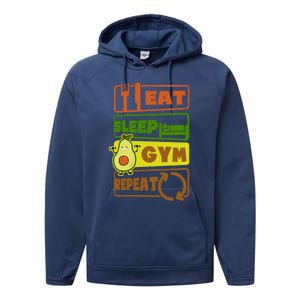 Eat Sleep Gym Repeat Design Vegan Athlete Meaningful Gift Performance Fleece Hoodie