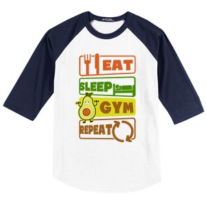 Eat Sleep Gym Repeat Design Vegan Athlete Meaningful Gift Baseball Sleeve Shirt