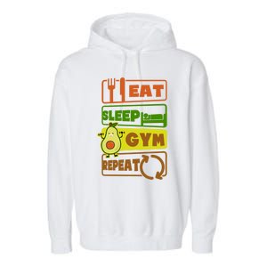 Eat Sleep Gym Repeat Design Vegan Athlete Meaningful Gift Garment-Dyed Fleece Hoodie