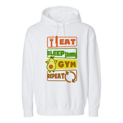 Eat Sleep Gym Repeat Design Vegan Athlete Meaningful Gift Garment-Dyed Fleece Hoodie