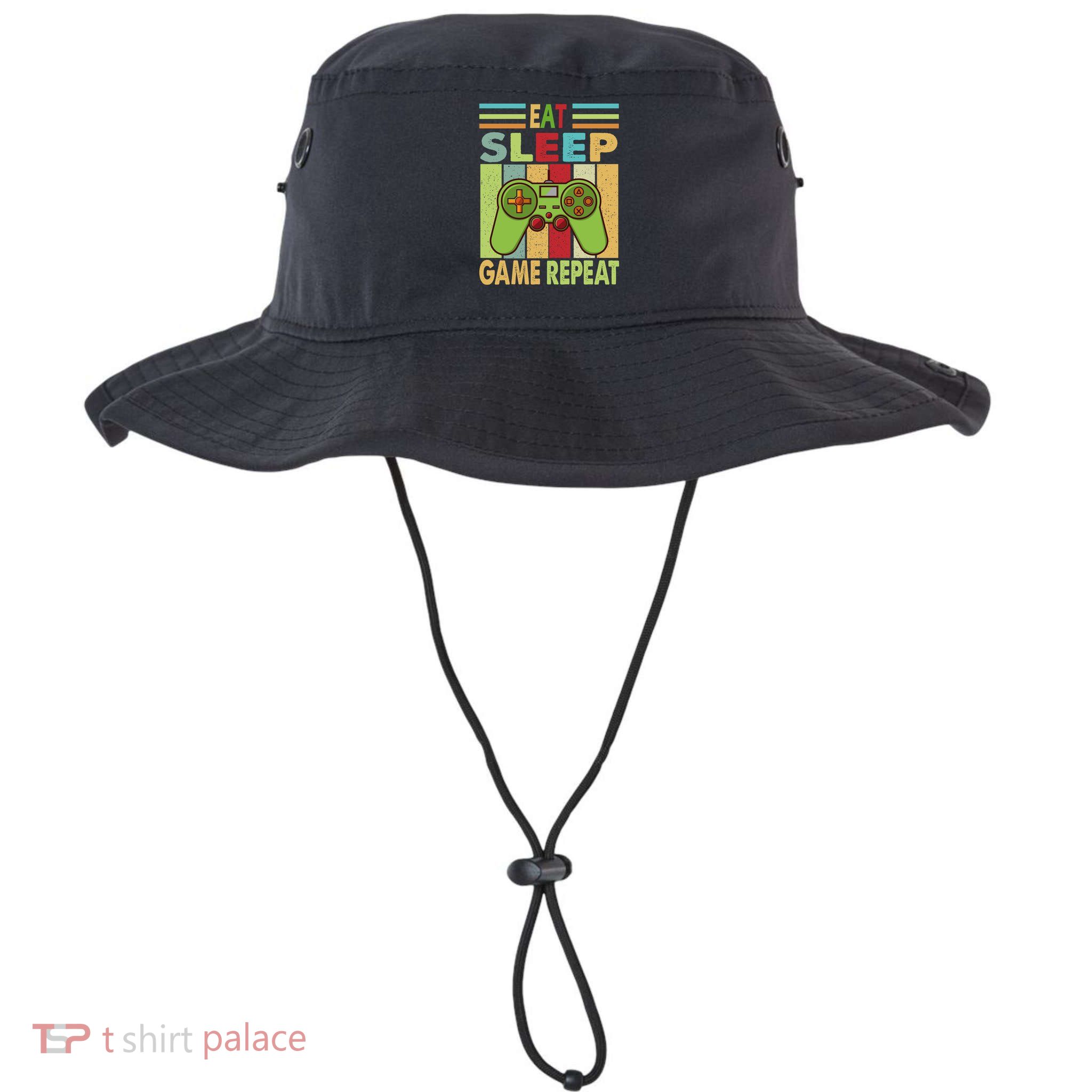 Eat Sleep Game Repeat Retro Vintage Funny Gamer Bucket Hat