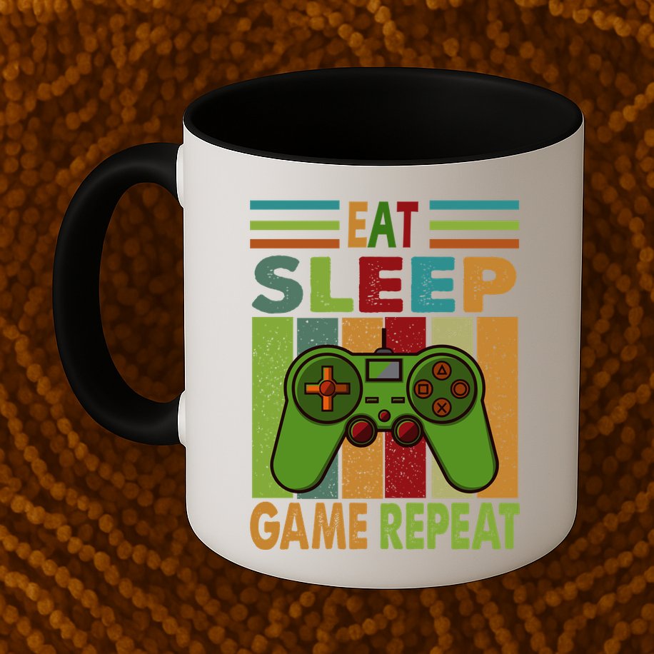 Eat Sleep Game Repeat Retro Vintage Funny Gamer Mug