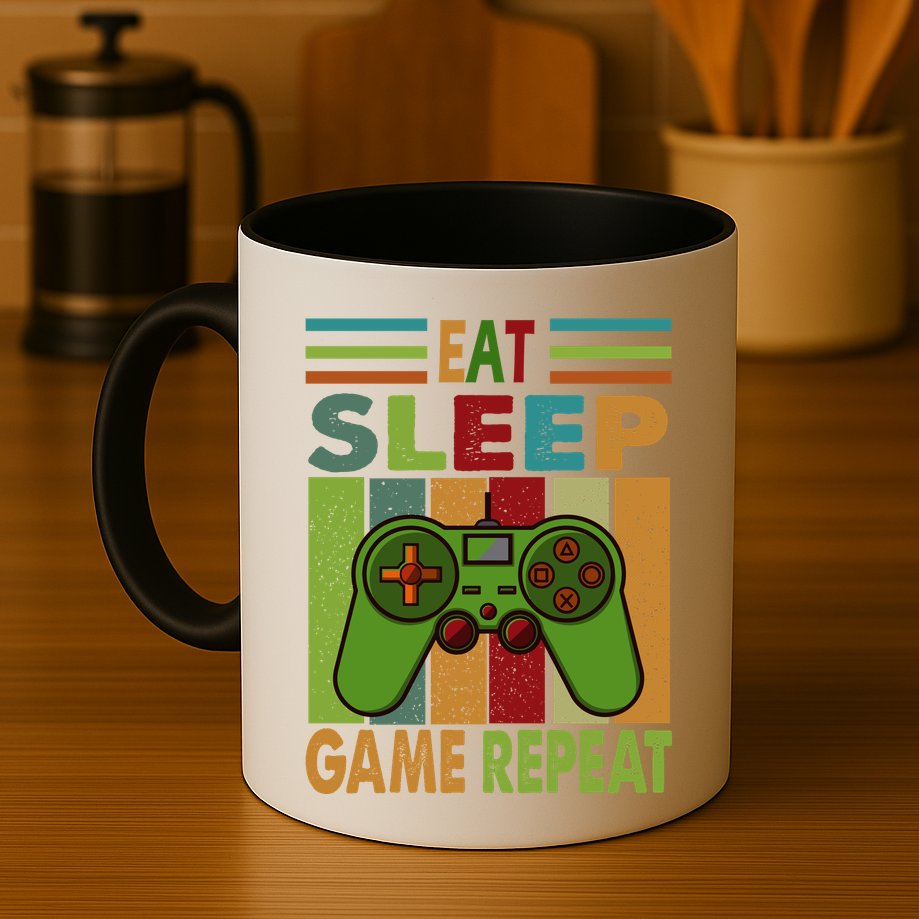 Eat Sleep Game Repeat Retro Vintage Funny Gamer Mug