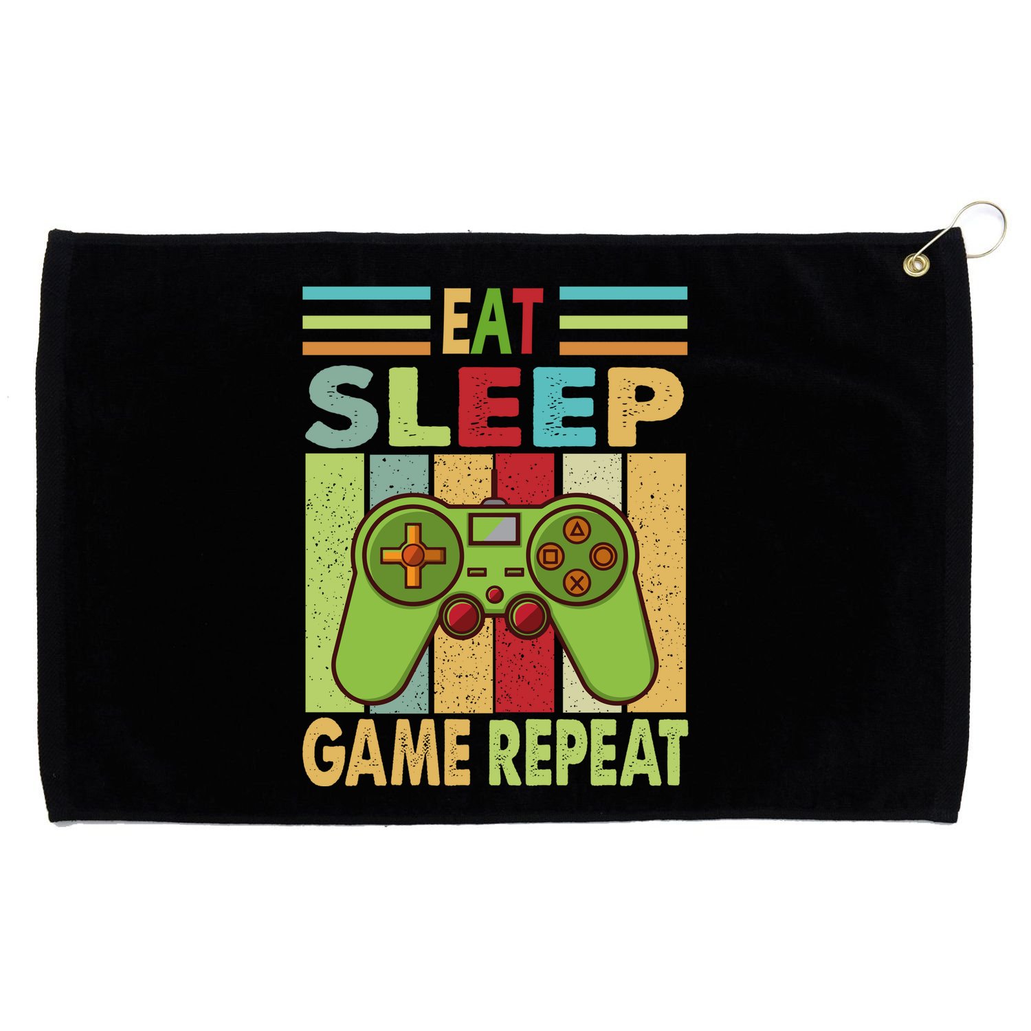 Eat Sleep Game Repeat Retro Vintage Funny Gamer Grommeted Golf Towel