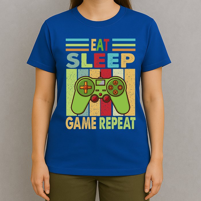 Eat Sleep Game Repeat Retro Vintage Funny Gamer T-Shirt
