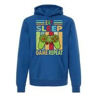 Eat Sleep Game Repeat Retro Vintage Funny Gamer Premium Hoodie