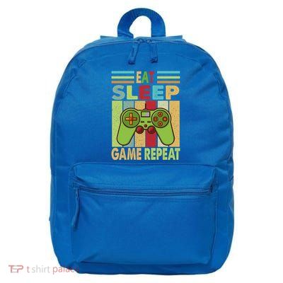 Eat Sleep Game Repeat Retro Vintage Funny Gamer 16 in Basic Backpack