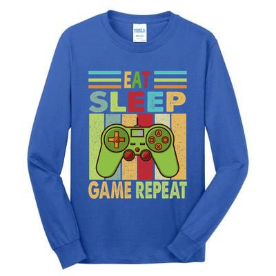 Eat Sleep Game Repeat Retro Vintage Funny Gamer Tall Long Sleeve T-Shirt
