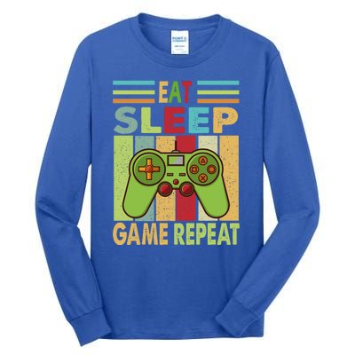 Eat Sleep Game Repeat Retro Vintage Funny Gamer Tall Long Sleeve T-Shirt