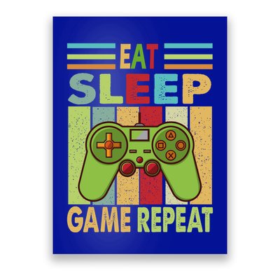 Eat Sleep Game Repeat Retro Vintage Funny Gamer Poster