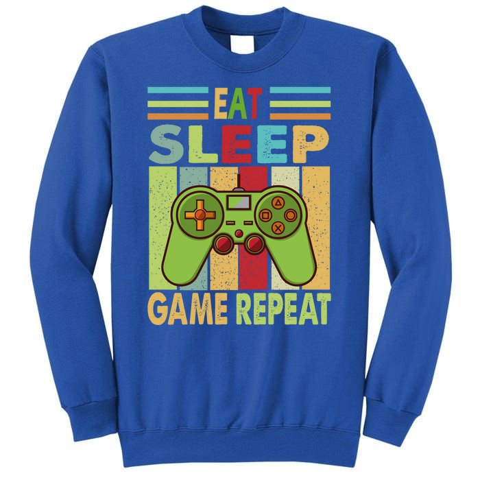 Eat Sleep Game Repeat Retro Vintage Funny Gamer Tall Sweatshirt