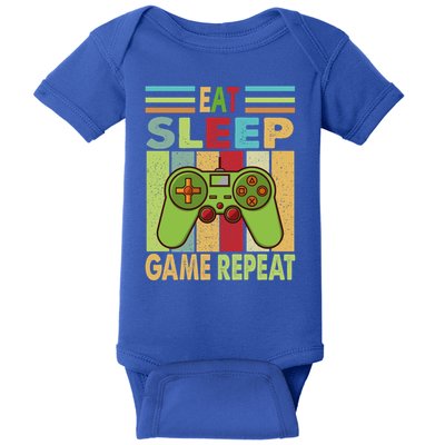 Eat Sleep Game Repeat Retro Vintage Funny Gamer Baby Bodysuit
