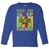 Eat Sleep Game Repeat Retro Vintage Funny Gamer Toddler Long Sleeve Shirt