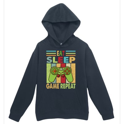 Eat Sleep Game Repeat Retro Vintage Funny Gamer Urban Pullover Hoodie