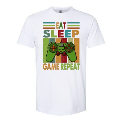 Eat Sleep Game Repeat Retro Vintage Funny Gamer Softstyle® CVC T-Shirt