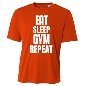 Eat Sleep Gym Repeat Funny Back Gym Funny Cute Gift Cooling Performance Crew T-Shirt