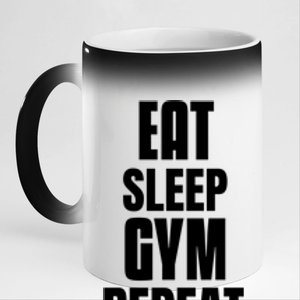 Eat Sleep Gym Repeat Funny Back Gym Funny Cute Gift 11oz Black Color Changing Mug