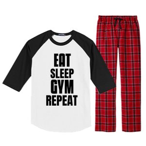 Eat Sleep Gym Repeat Funny Back Gym Funny Cute Gift Raglan Sleeve Pajama Set