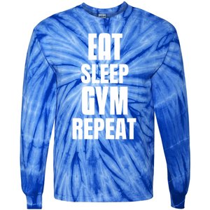 Eat Sleep Gym Repeat Funny Back Gym Funny Cute Gift Tie-Dye Long Sleeve Shirt