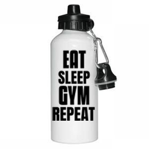 Eat Sleep Gym Repeat Funny Back Gym Funny Cute Gift Aluminum Water Bottle