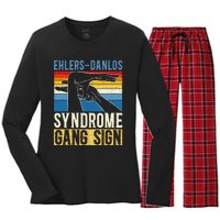 Ehlersdanlos Syndrome Gang Sign Eds And Hsd Awareness Month Women's Long Sleeve Flannel Pajama Set 