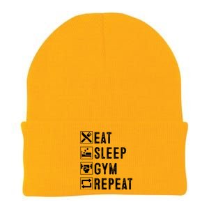 Eat Sleep Gym Repeat Funny Workout Iac Bodybuilding Life Meaningful Gift Knit Cap Winter Beanie