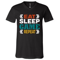 Eat Sleep Game Repeat V-Neck T-Shirt