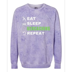 Eat Sleep Geocaching Repeat, Outdoorsman, Funny Geocaching Colorblast Crewneck Sweatshirt