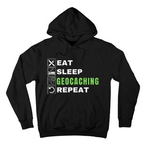 Eat Sleep Geocaching Repeat, Outdoorsman, Funny Geocaching Hoodie