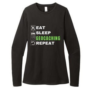 Eat Sleep Geocaching Repeat, Outdoorsman, Funny Geocaching Womens CVC Long Sleeve Shirt