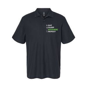 Eat Sleep Geocaching Repeat, Outdoorsman, Funny Geocaching Softstyle Adult Sport Polo