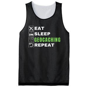 Eat Sleep Geocaching Repeat, Outdoorsman, Funny Geocaching Mesh Reversible Basketball Jersey Tank