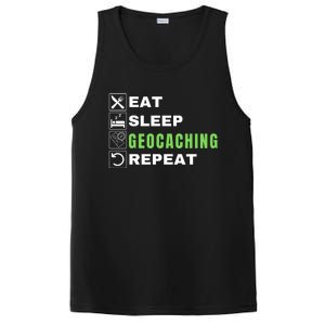 Eat Sleep Geocaching Repeat, Outdoorsman, Funny Geocaching PosiCharge Competitor Tank