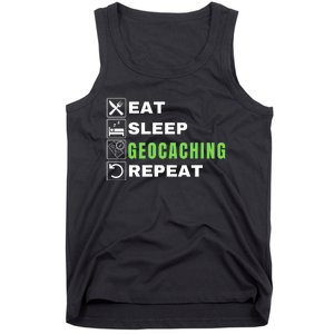 Eat Sleep Geocaching Repeat, Outdoorsman, Funny Geocaching Tank Top