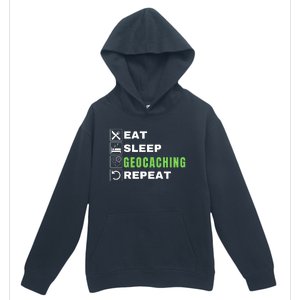 Eat Sleep Geocaching Repeat, Outdoorsman, Funny Geocaching Urban Pullover Hoodie