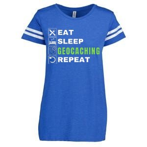 Eat Sleep Geocaching Repeat, Outdoorsman, Funny Geocaching Enza Ladies Jersey Football T-Shirt