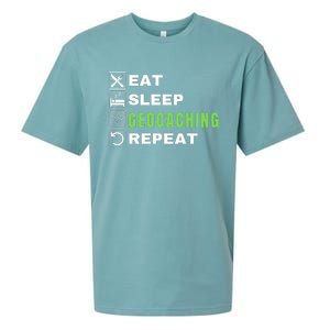 Eat Sleep Geocaching Repeat, Outdoorsman, Funny Geocaching Sueded Cloud Jersey T-Shirt