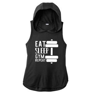 Eat Sleep Gym Repeat Ladies PosiCharge Tri-Blend Wicking Draft Hoodie Tank