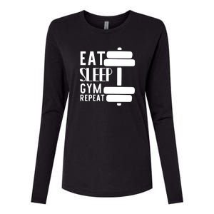 Eat Sleep Gym Repeat Womens Cotton Relaxed Long Sleeve T-Shirt