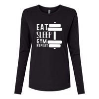 Eat Sleep Gym Repeat Womens Cotton Relaxed Long Sleeve T-Shirt