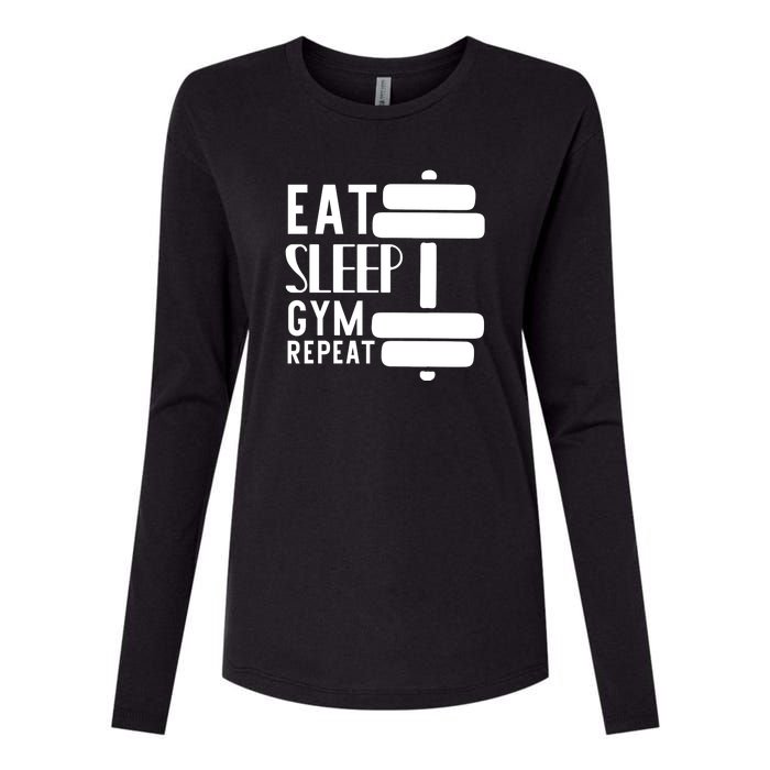 Eat Sleep Gym Repeat Womens Cotton Relaxed Long Sleeve T-Shirt